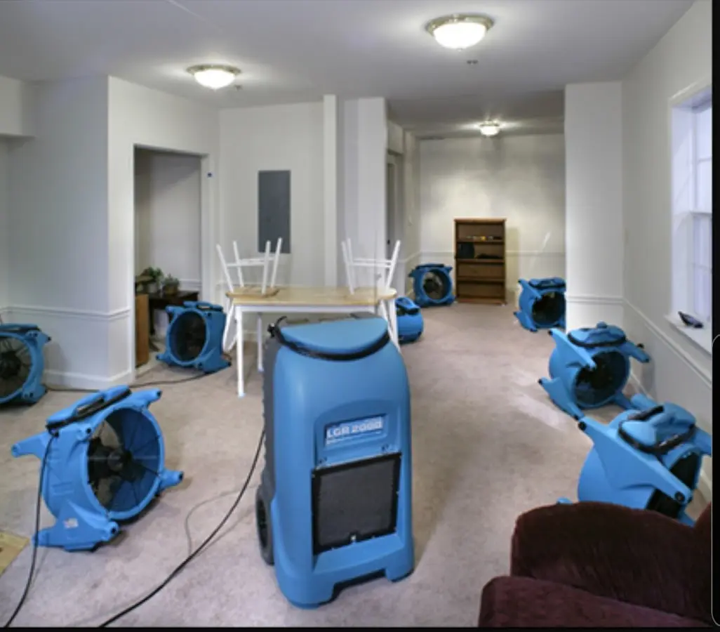 Air movers and dehumidifier setup for Water Extraction & Removal in Tinley Park